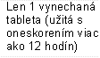 Len 1 vynechaná tableta (užitá s oneskorením viac ako 12 hodín)