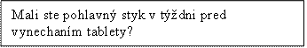 Mali ste pohlavný styk v týždni pred vynechaním tablety?