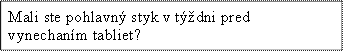 Mali ste pohlavný styk v týždni pred vynechaním tabliet?